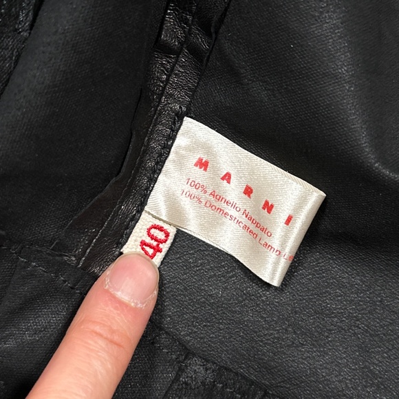 Marni Lambskin Lamb Leather Peplum Assymetrical Black Jacket Womens 40 - Picture 14 of 16